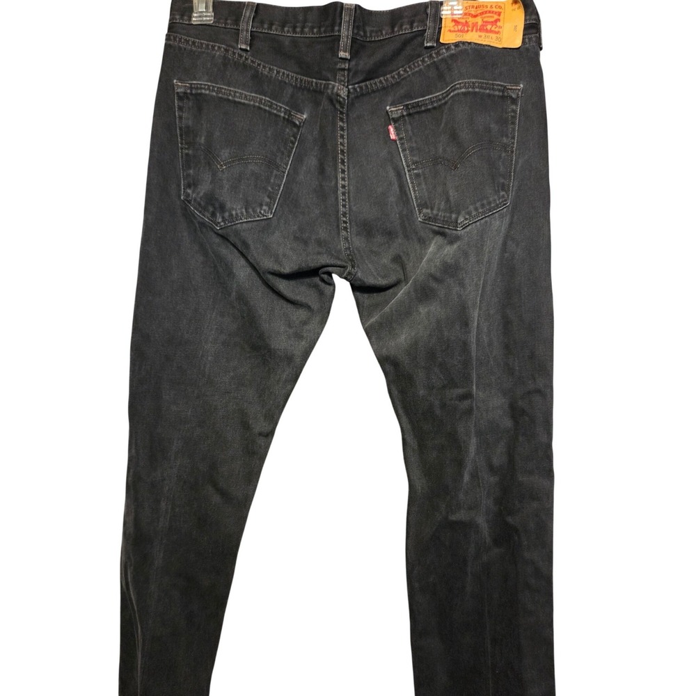 Levi's 501 Original Fit Jeans Mens 38x30 Black Button Fly Straight Leg Denim - Picture 4 of 7